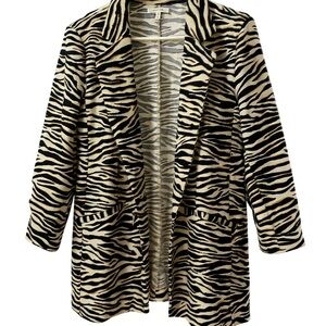Maurices Animal Print Blazer - Black and Cream
